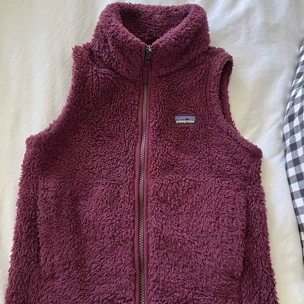 Patagonia Kids Fuzzy Vest in Deep Berry